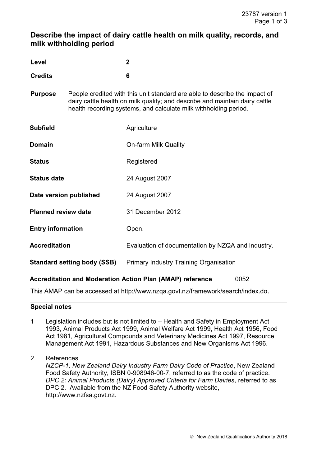 23787 Describe the Impact of Dairy Cattle Health on Milk Quality, Records, and Milk Withholding