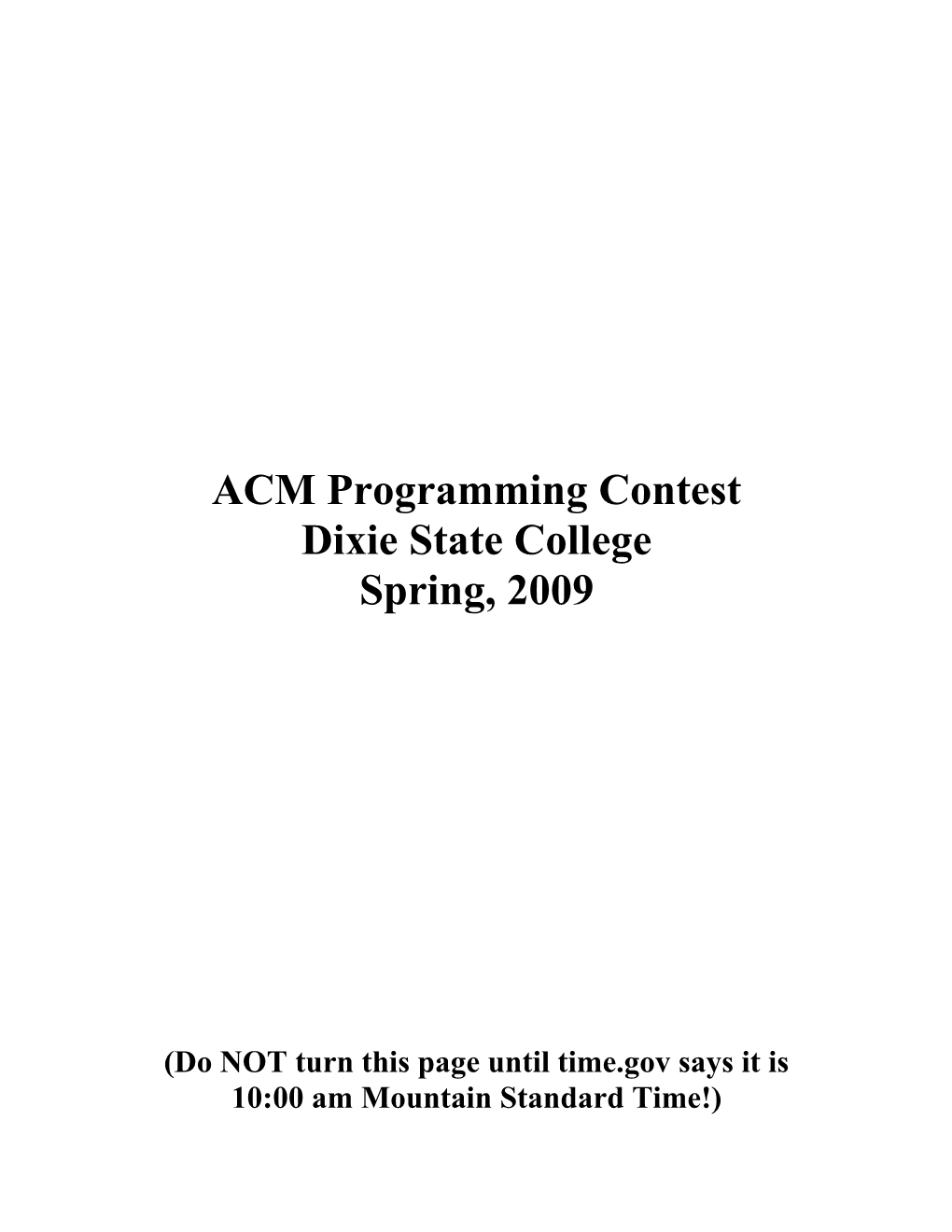 ACM Programming Contest
