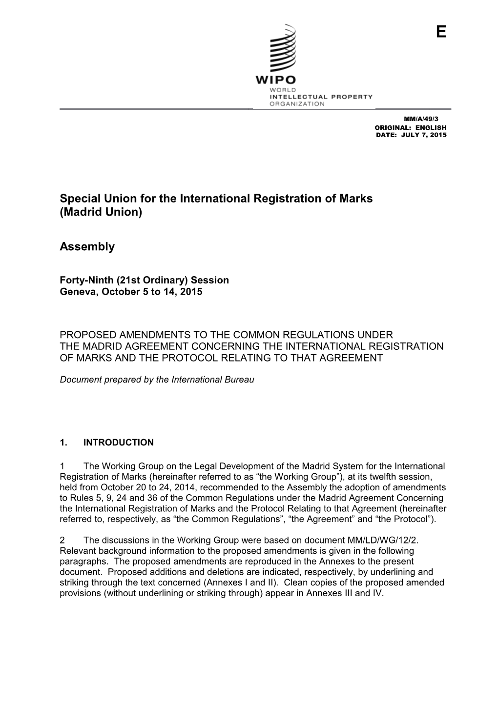 Special Union for the International Registration of Marks