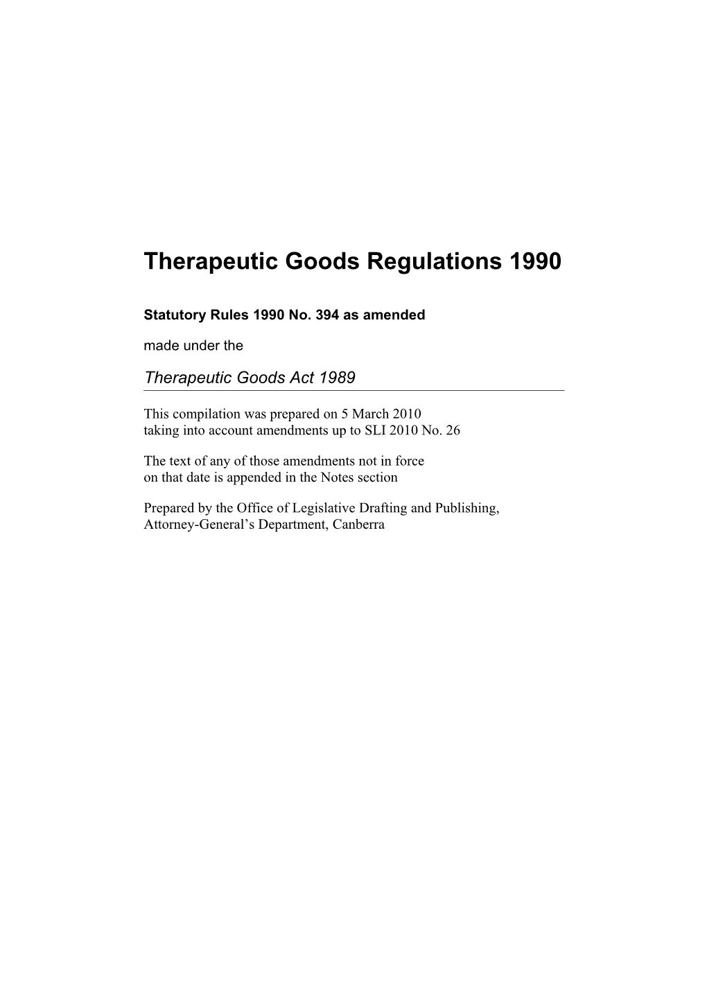 Therapeutic Goods Regulations 1990