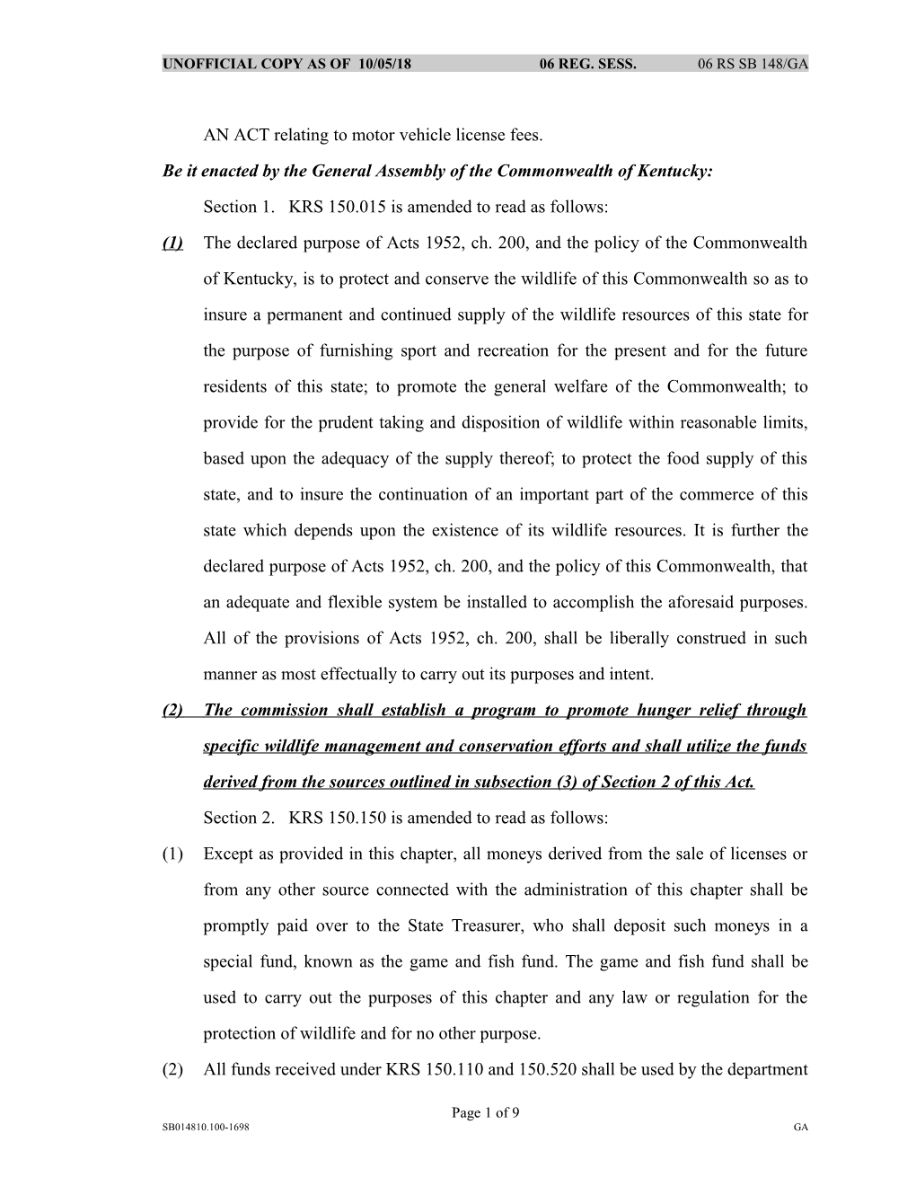 AN ACT Relating to Motor Vehicle License Fees