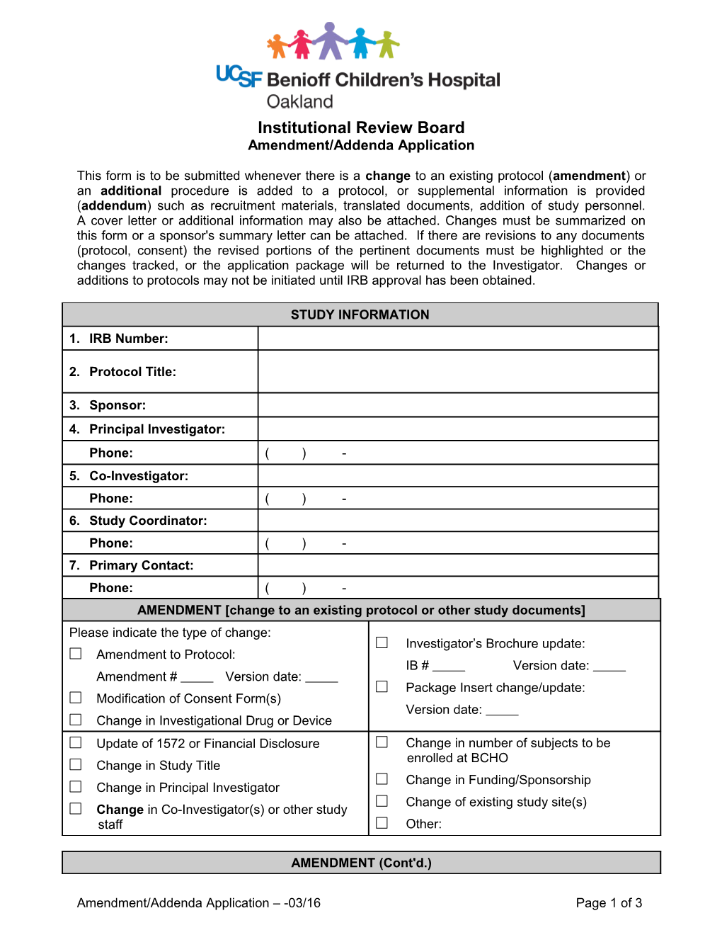 Amendment/Addenda Application