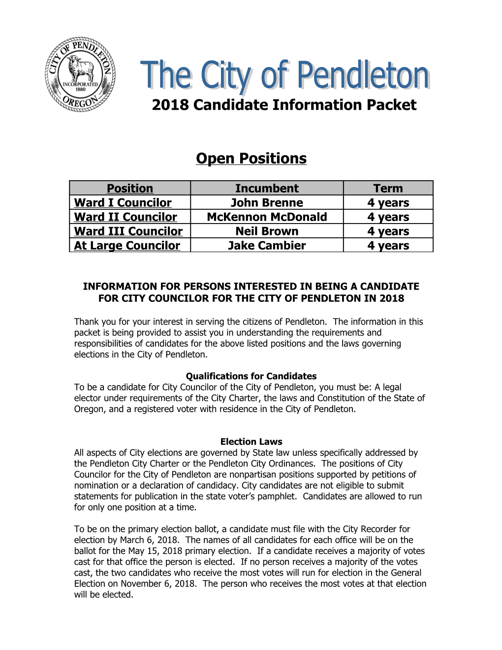 2018Candidate Information Packet