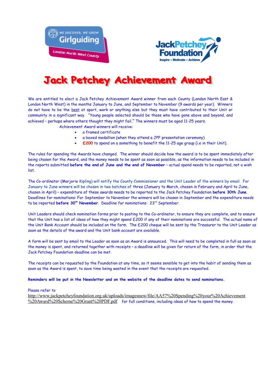 Achievement Award Winners Will Receive