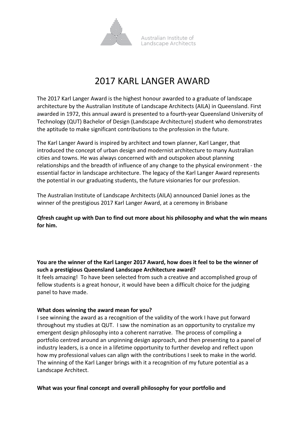2017 Karl Langer Award