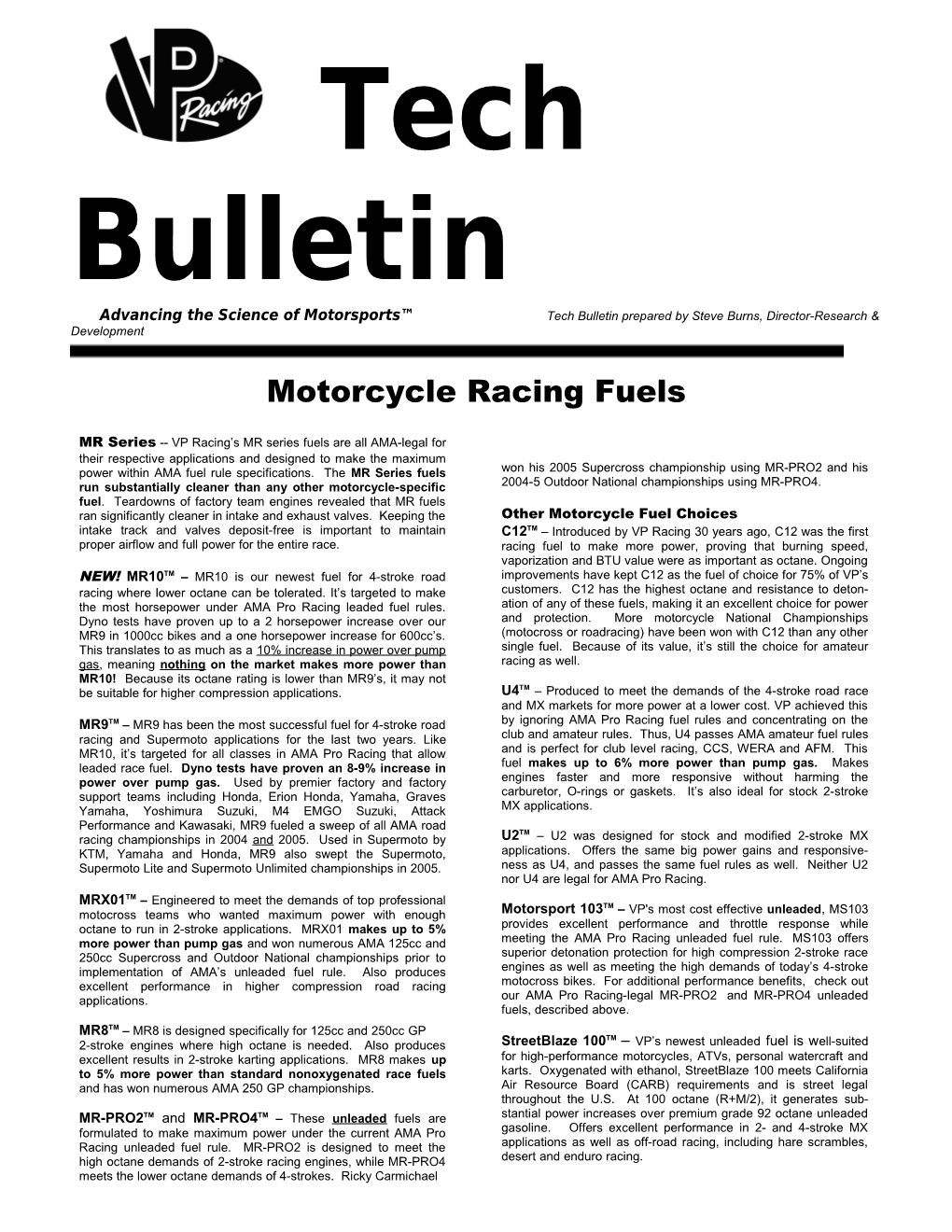 VP Racing (Logo) Tech Bulletin