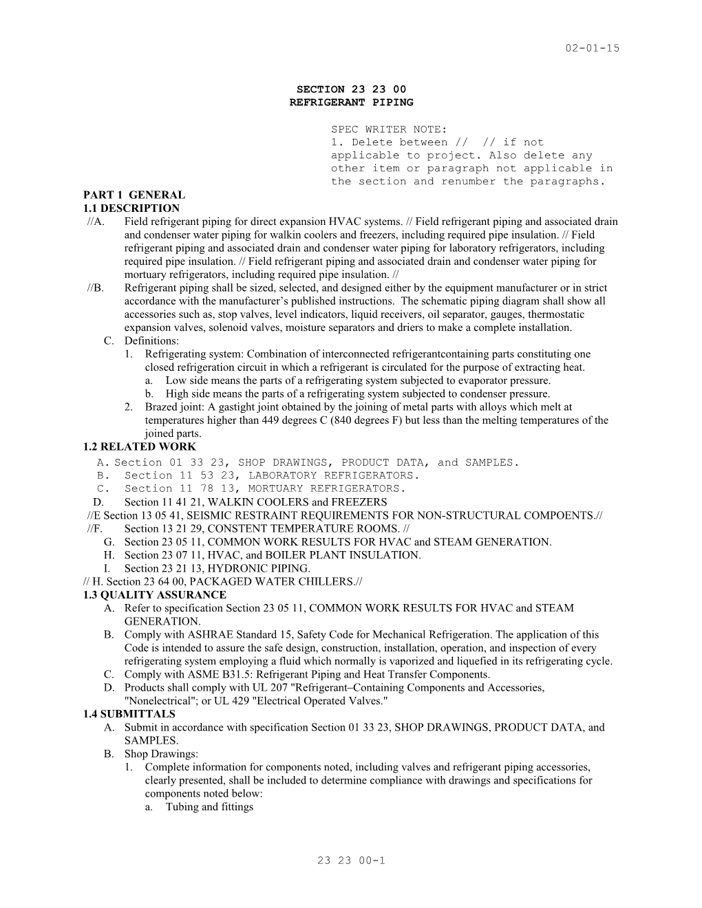 Section 23 23 00 Refrigeration Piping