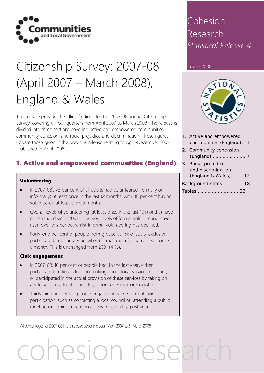 1. Active and Empowered Communities (England)