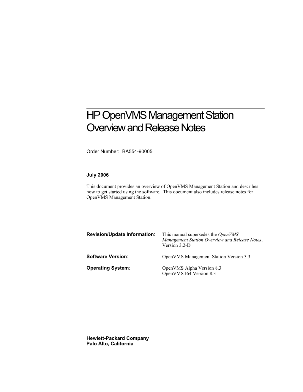 Openvms Management Station