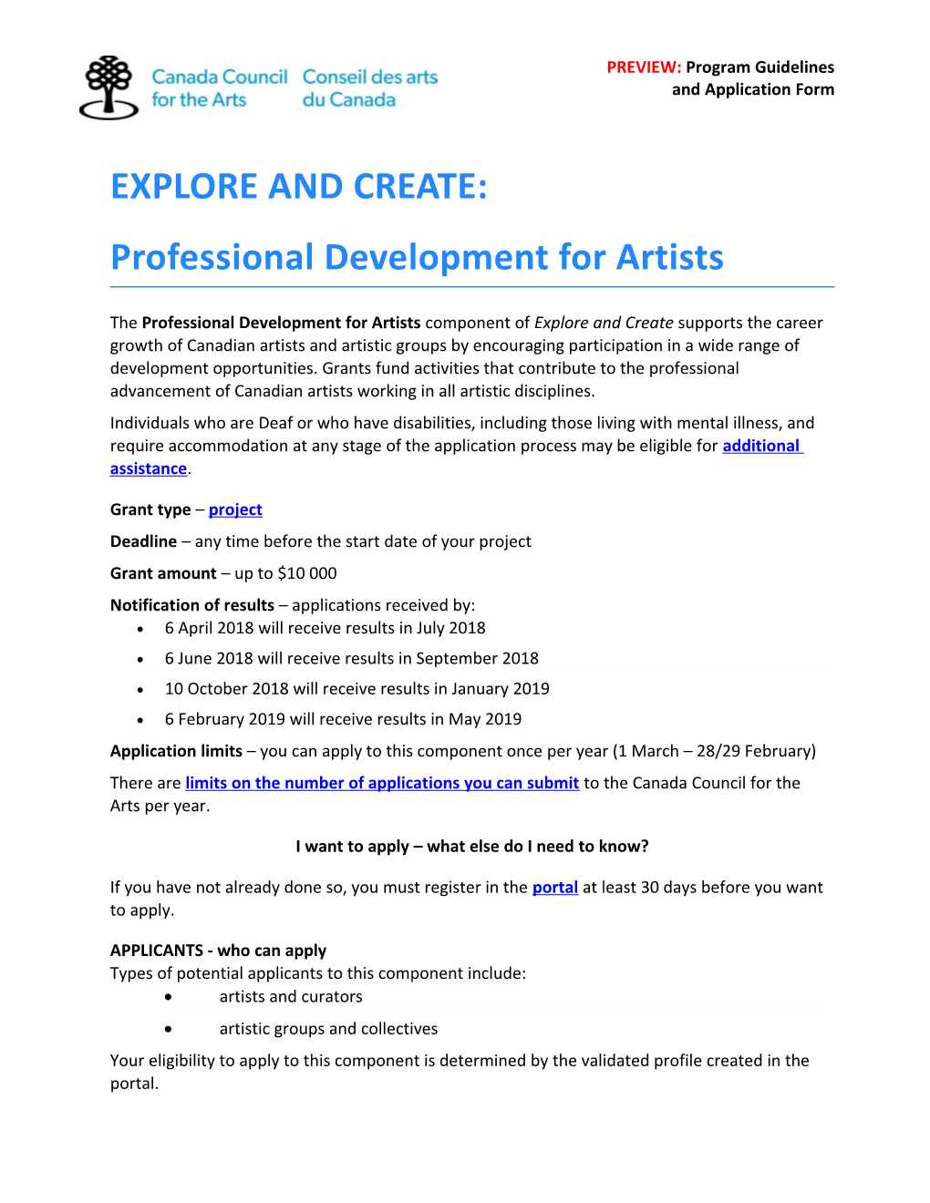 Professional Development for Artists