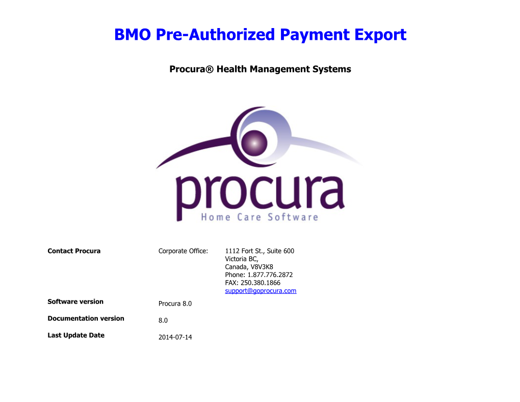 BMO Pre-Authorized Payment Export