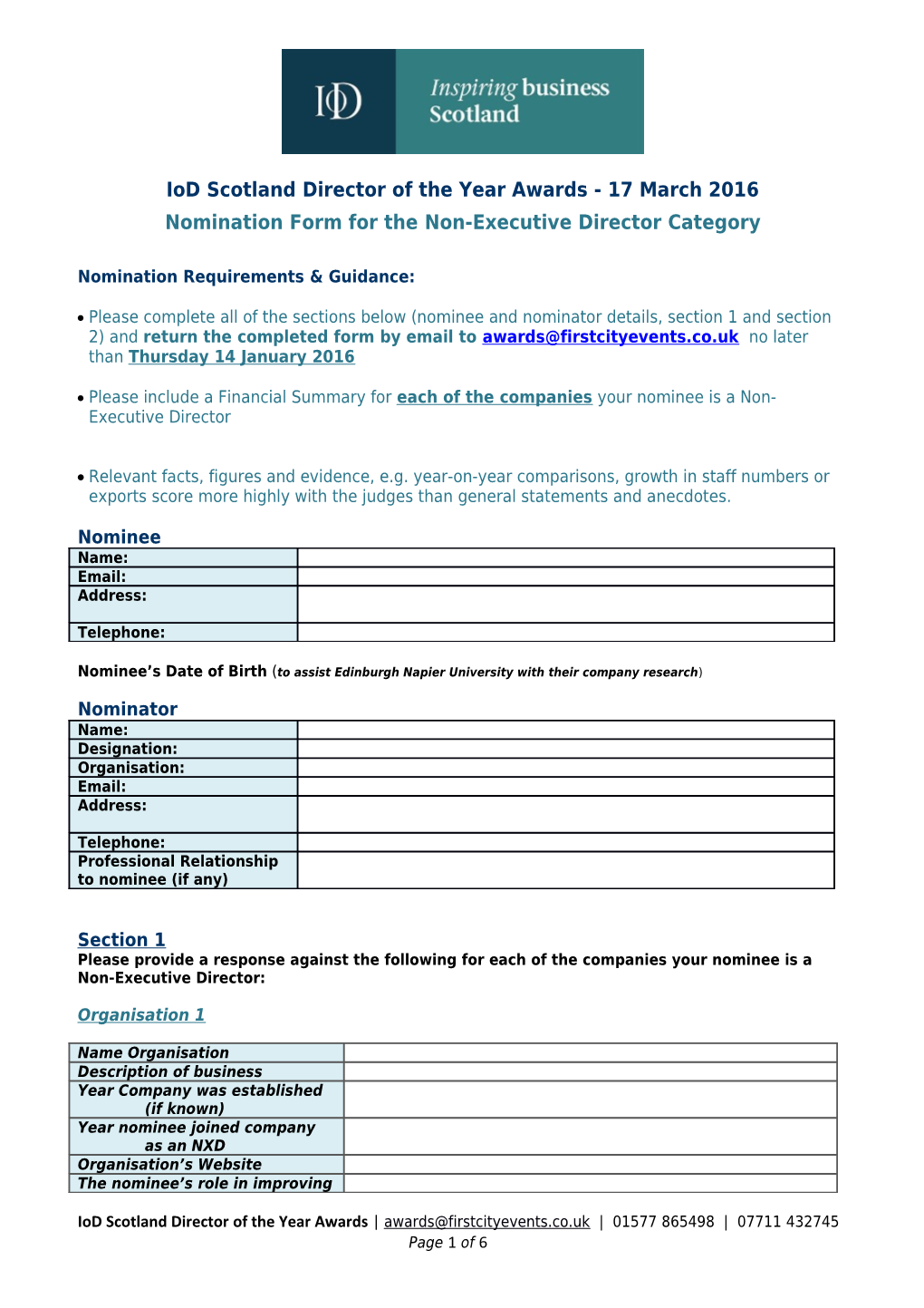 Nomination Form for the Non-Executive Director Category