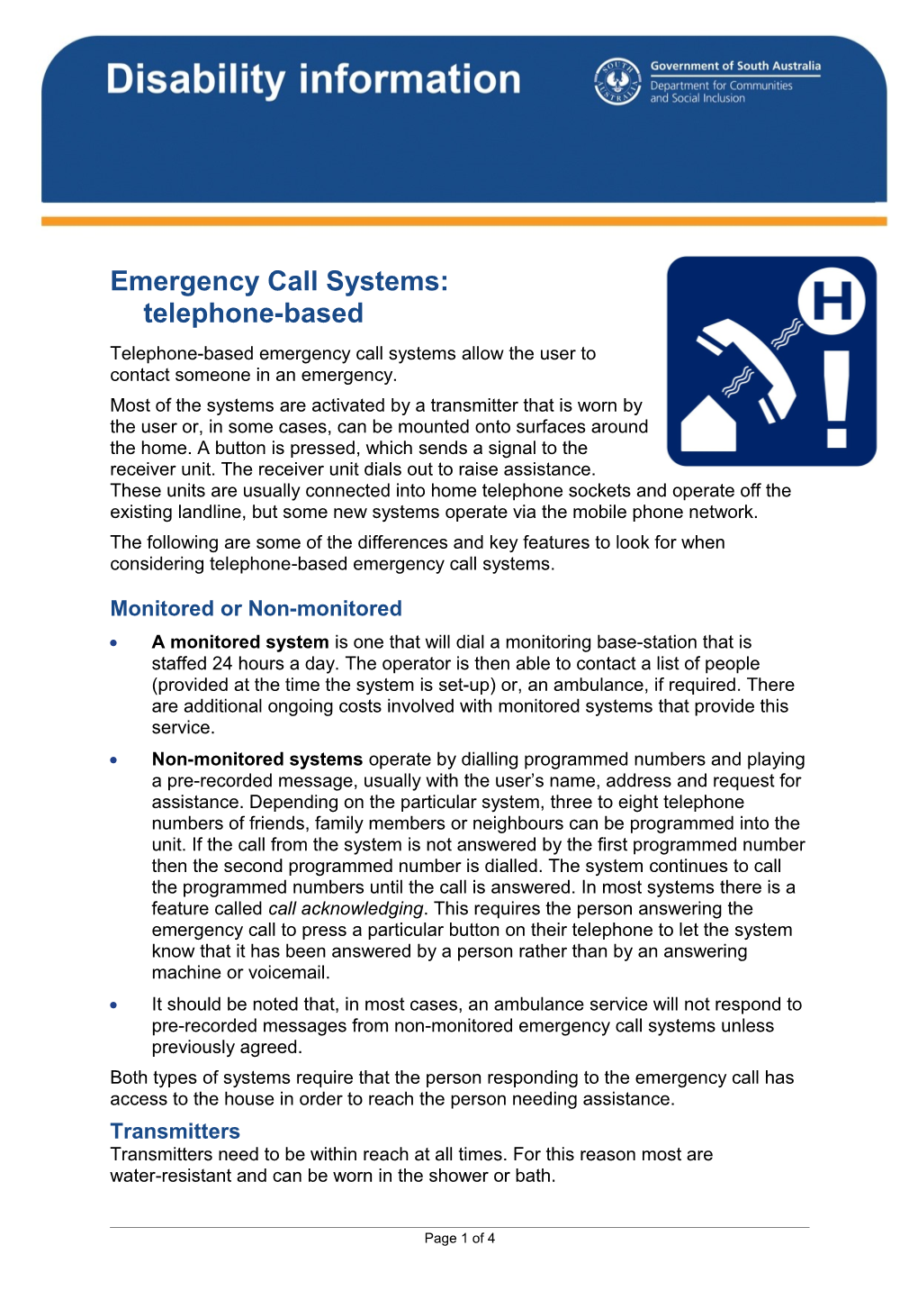 Emergency Call Systems: Telephone-Based