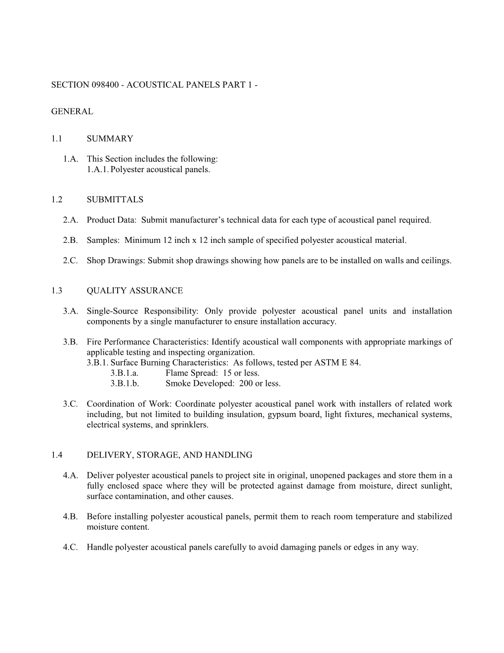 Section 098400 - Acoustical Panels