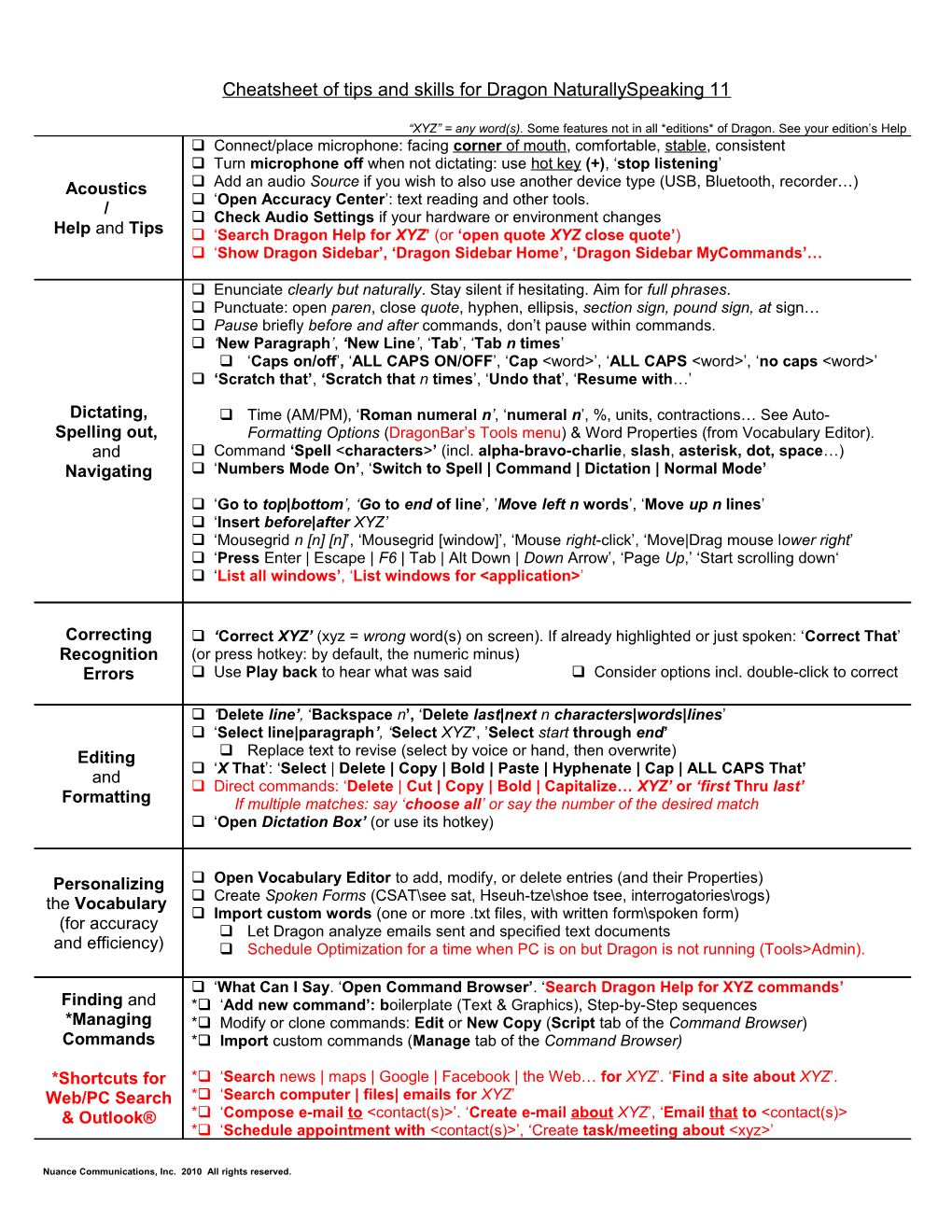 DNS10 Skills Checklist / Cheat Sheet