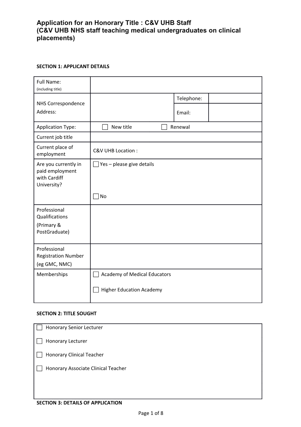 Section 1: Applicant Details