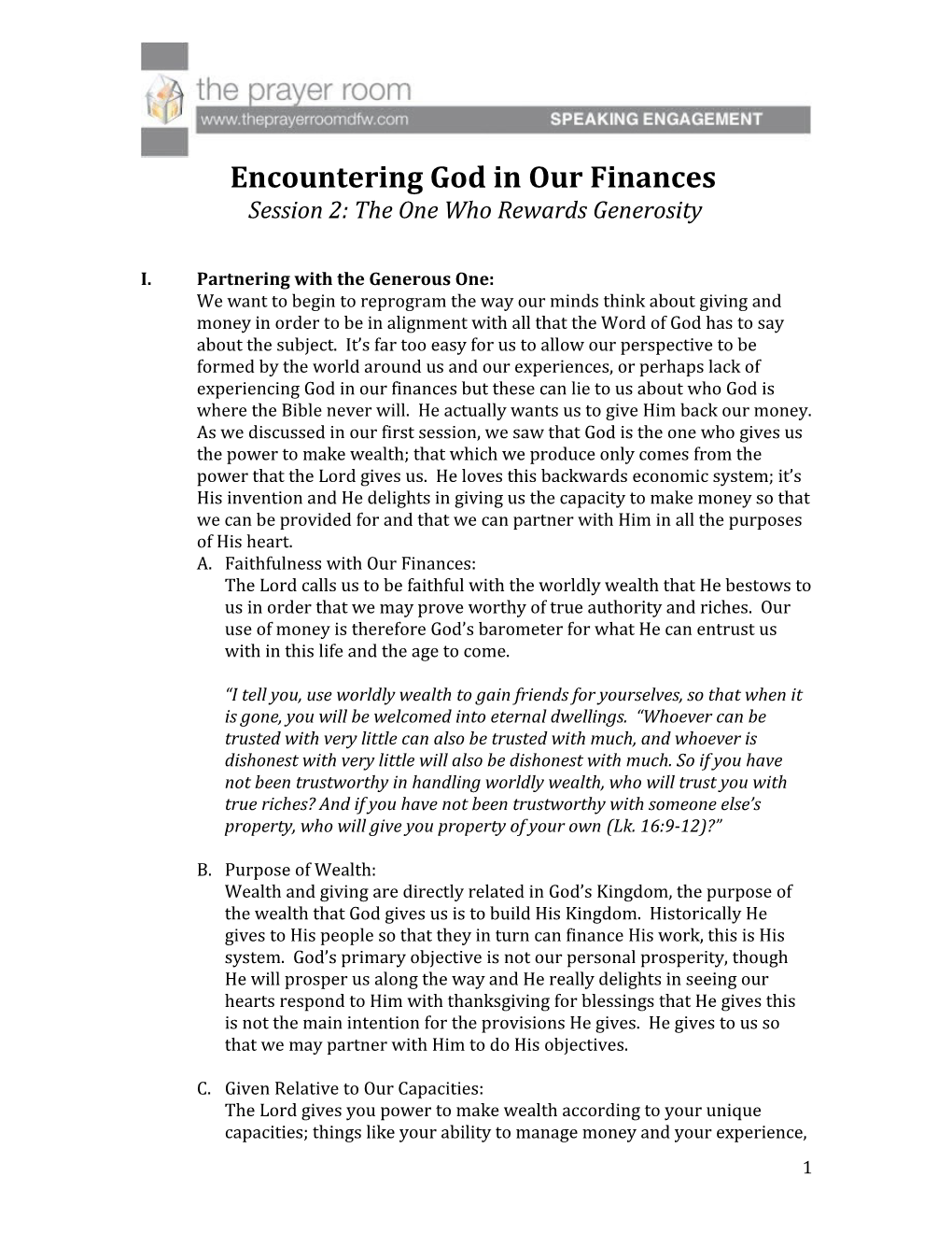 Encountering God in Our Finances