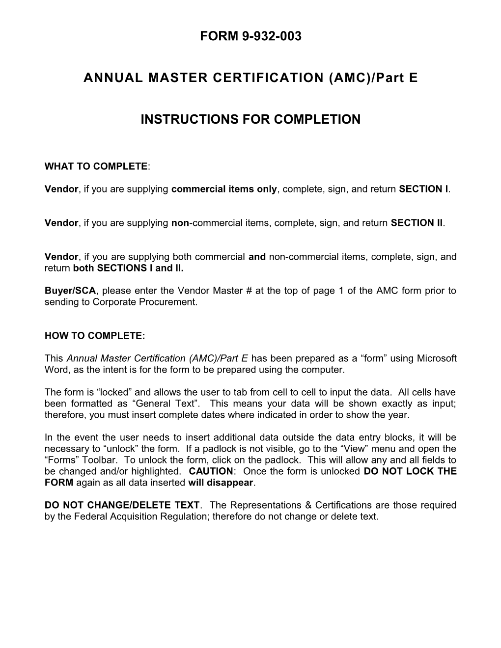 9-932-003 Annual Master Reps and Certs - Part E (Rev 05-01-2012)