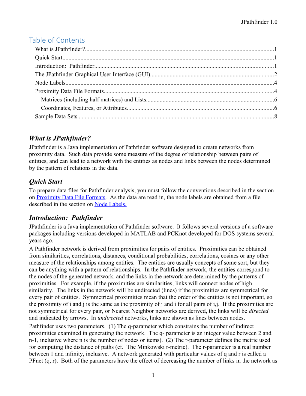 The Jpathfinder Graphical User Interface (GUI)