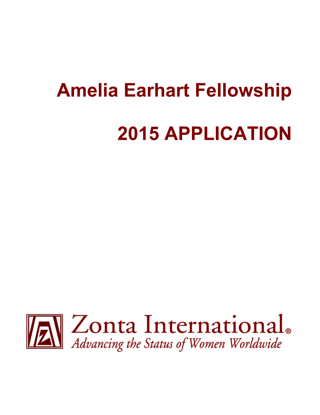 Application for Zonta International Amelia Earhart Fellowship
