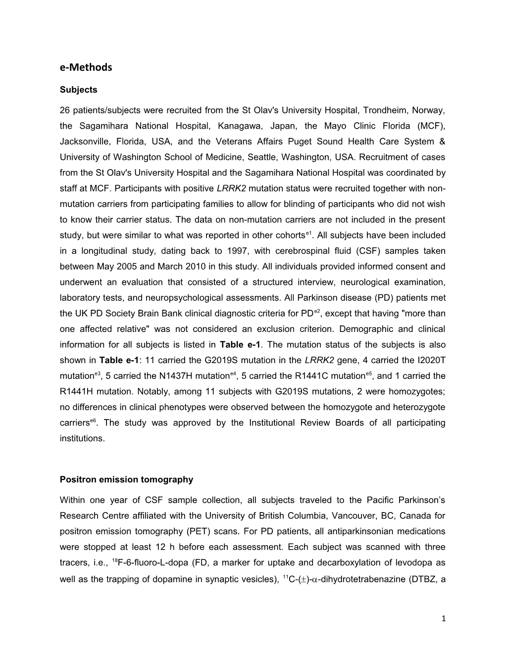 Cerebrospinal Fluid Amyloid Β and Tau in LRRK2 Mutation Carriers - Supplemental Materials