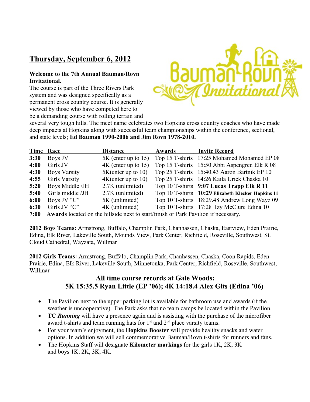 Welcome to the 7Th Annual Bauman/Rovn Invitational