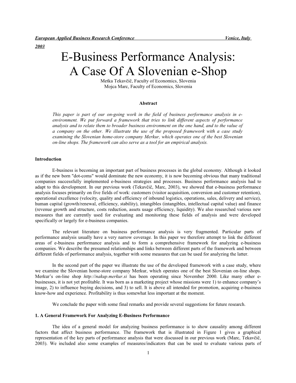 E-Business Performance Analysis