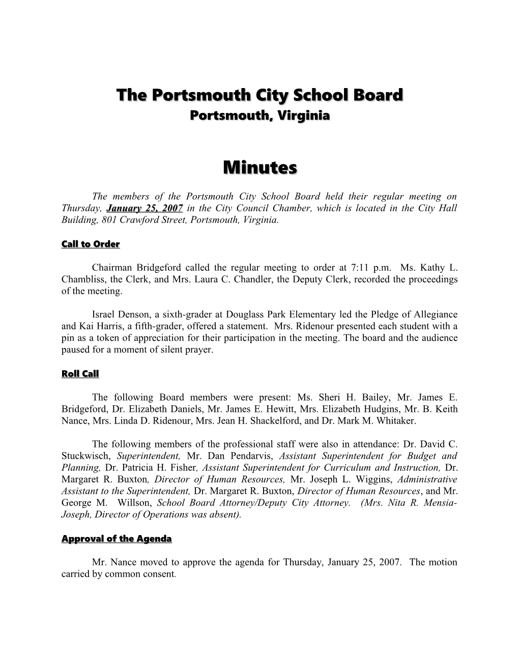 The Portsmouth City School Board