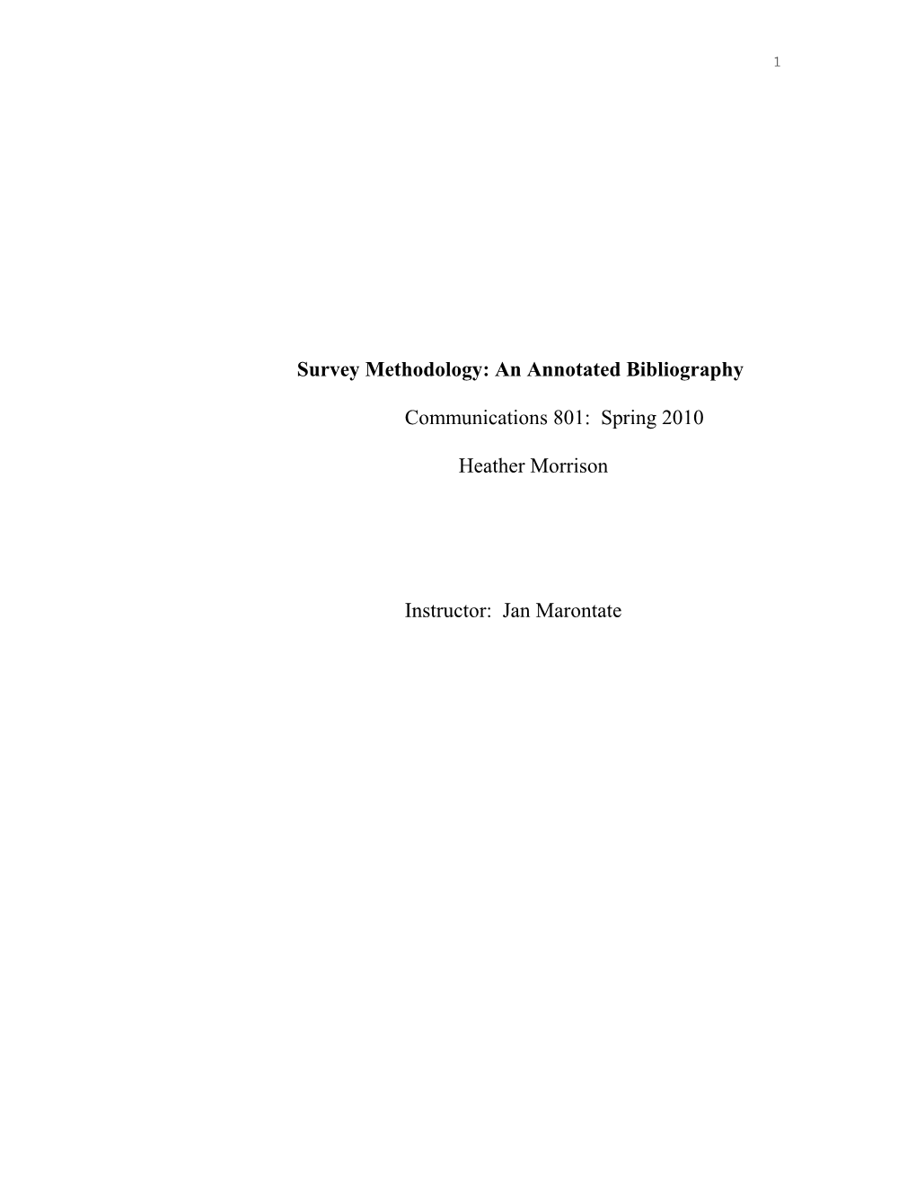 Survey Methodology: an Annotated Bibliography