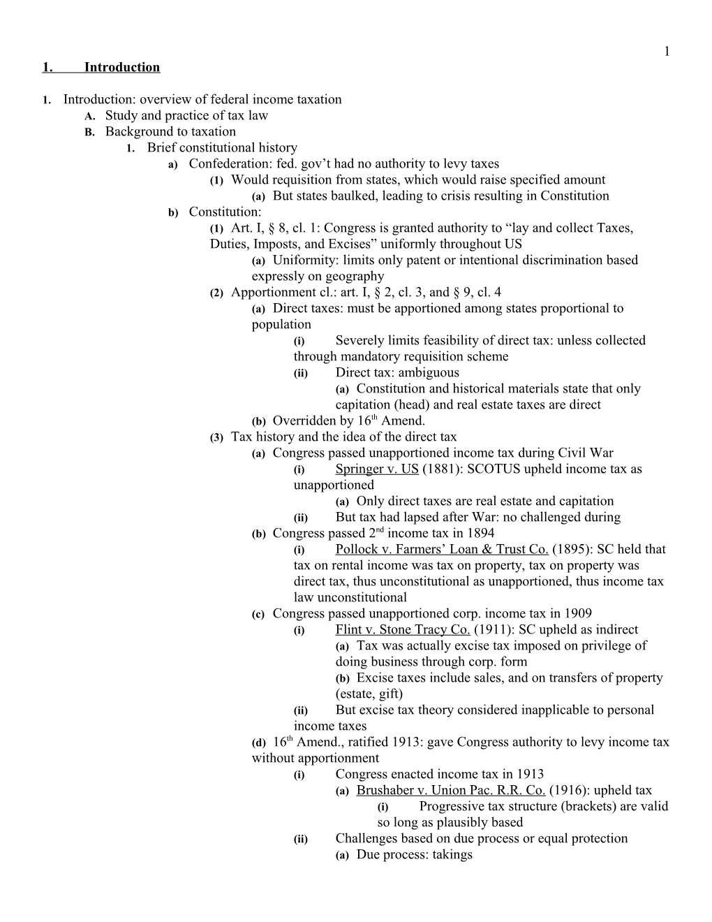 1.Introduction: Overview of Federal Income Taxation