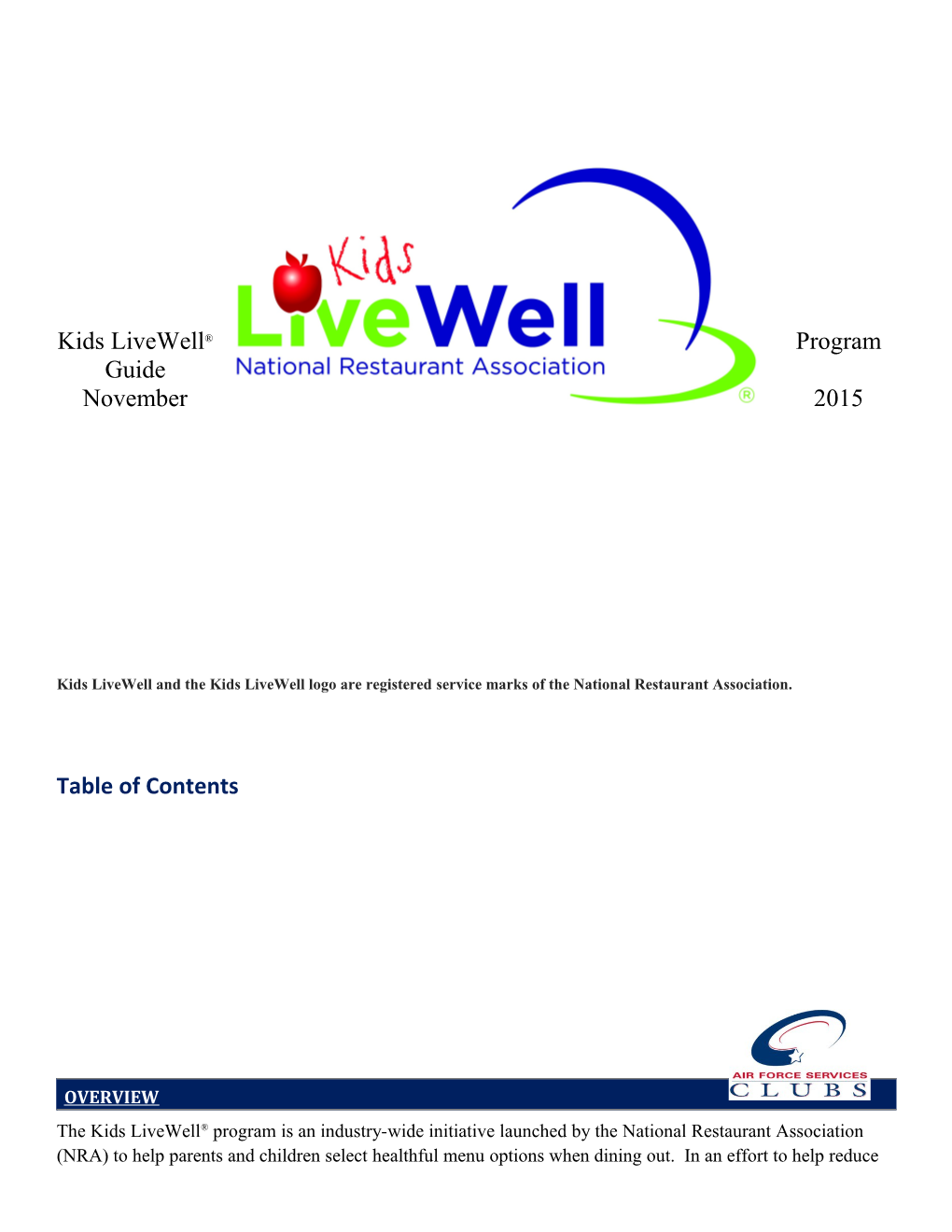 Kids Livewell Program Guide