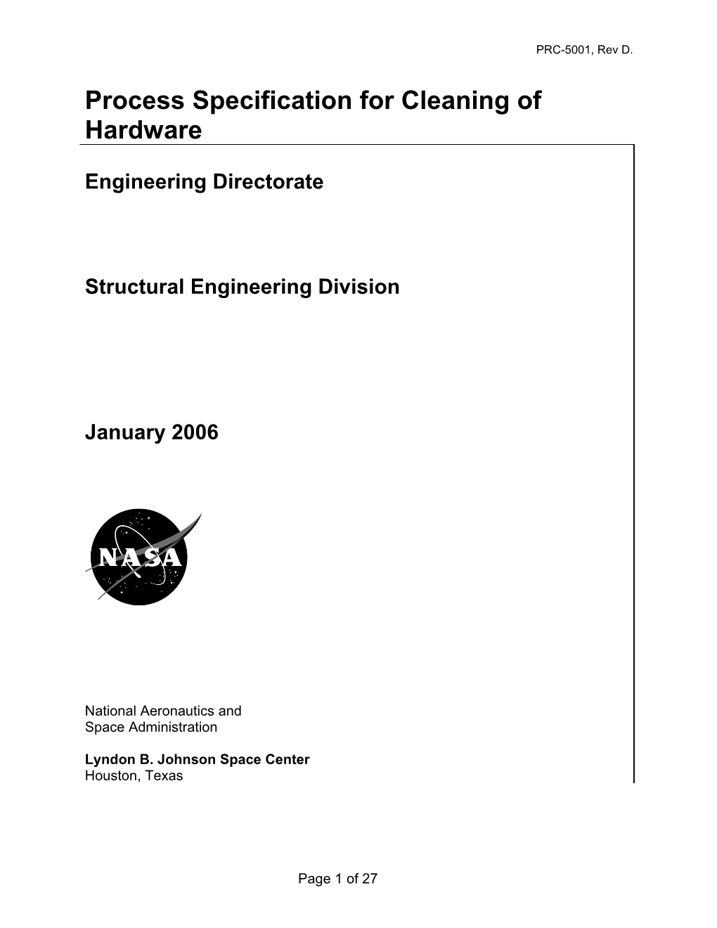 Process Specification for Cleaning of Hardware