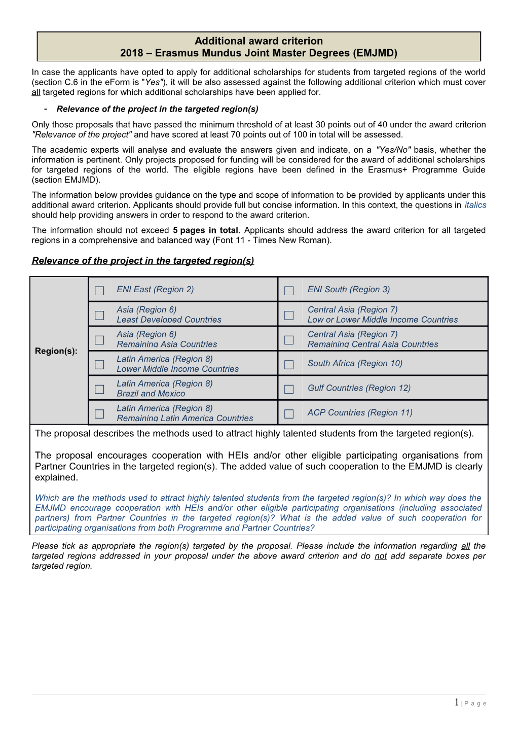 Relevance of the Project in the Targeted Region(S)