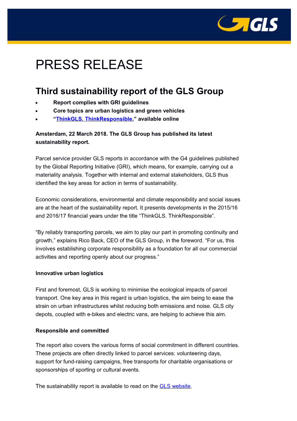 Third Sustainability Report of the GLS Group