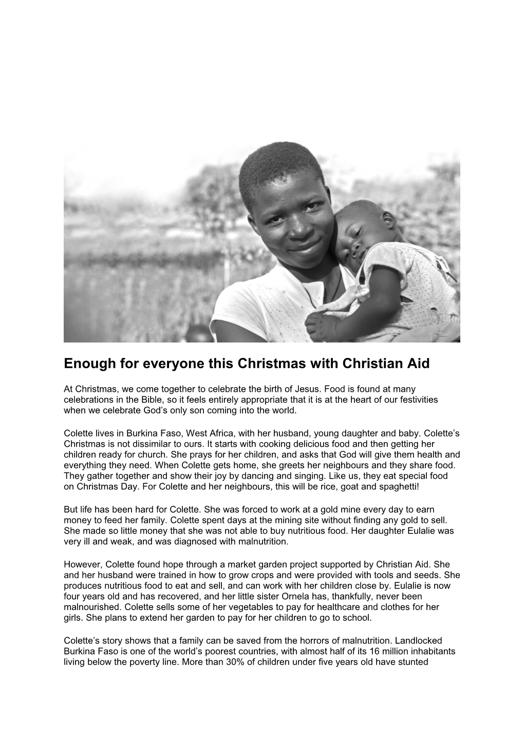 Enough for Everyone This Christmas with Christian Aid