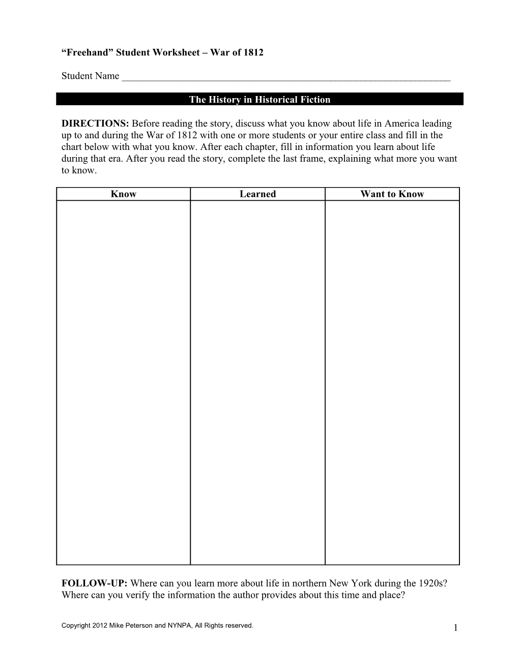 Hooch Student Worksheet - Chapter One: Town Boys