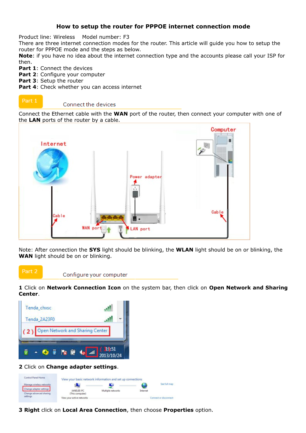 How to Setup the Router for PPPOE Internet Connection Mode