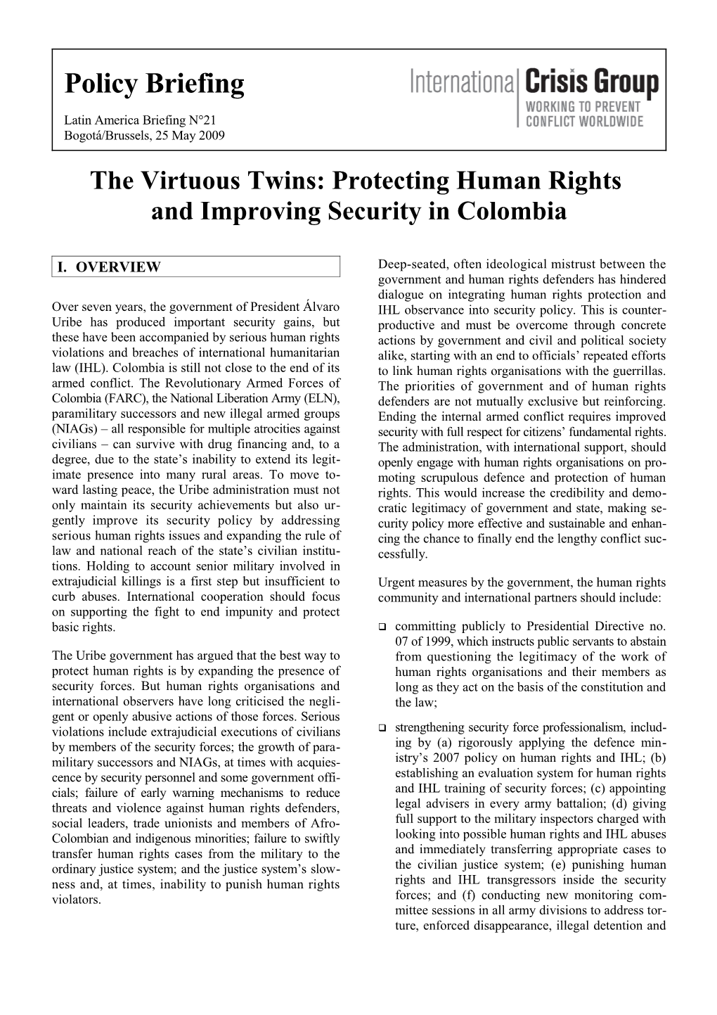 The Virtuous Twins: Protecting Human Rights and Improving Security in Colombia