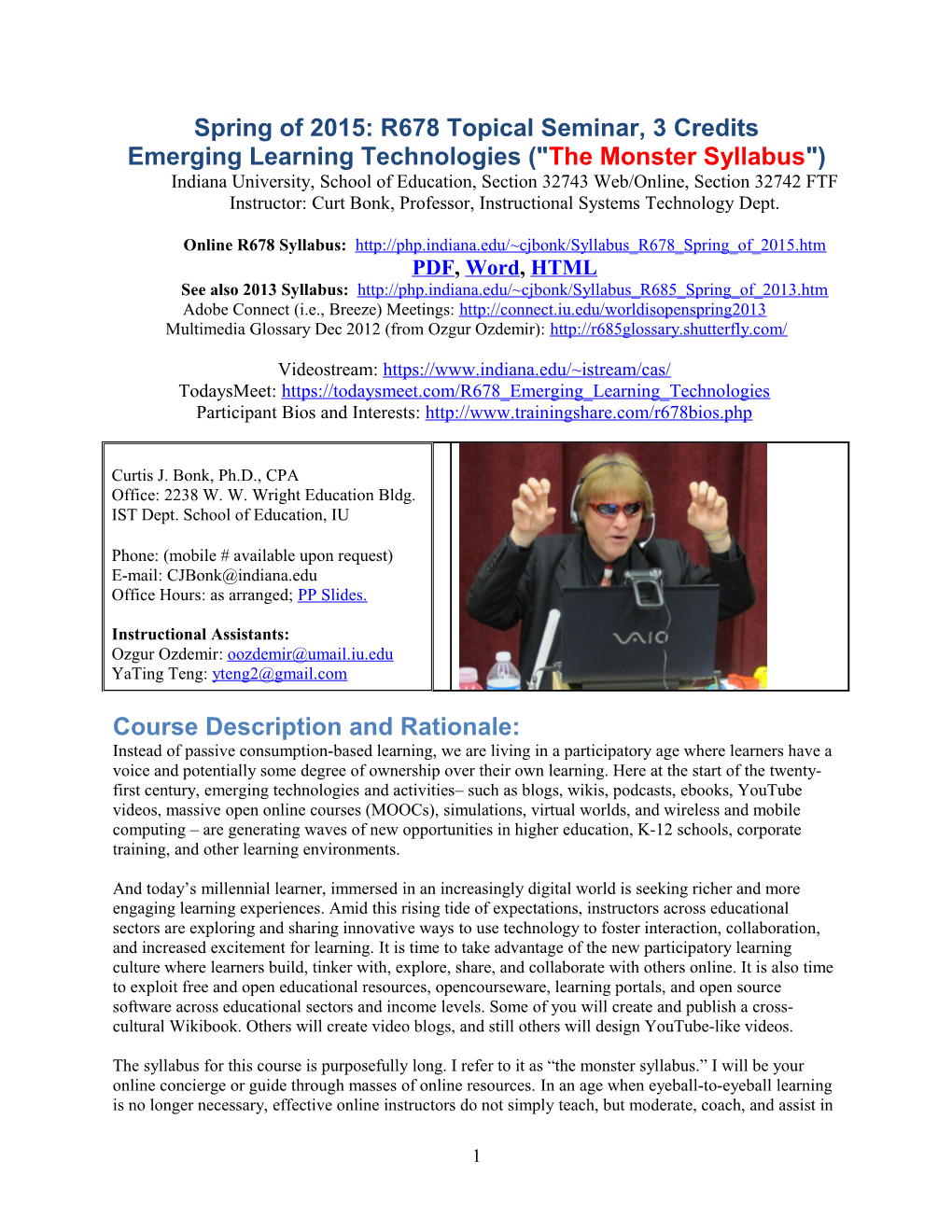 Springof 2015: R678 Topical Seminar, 3 Credits