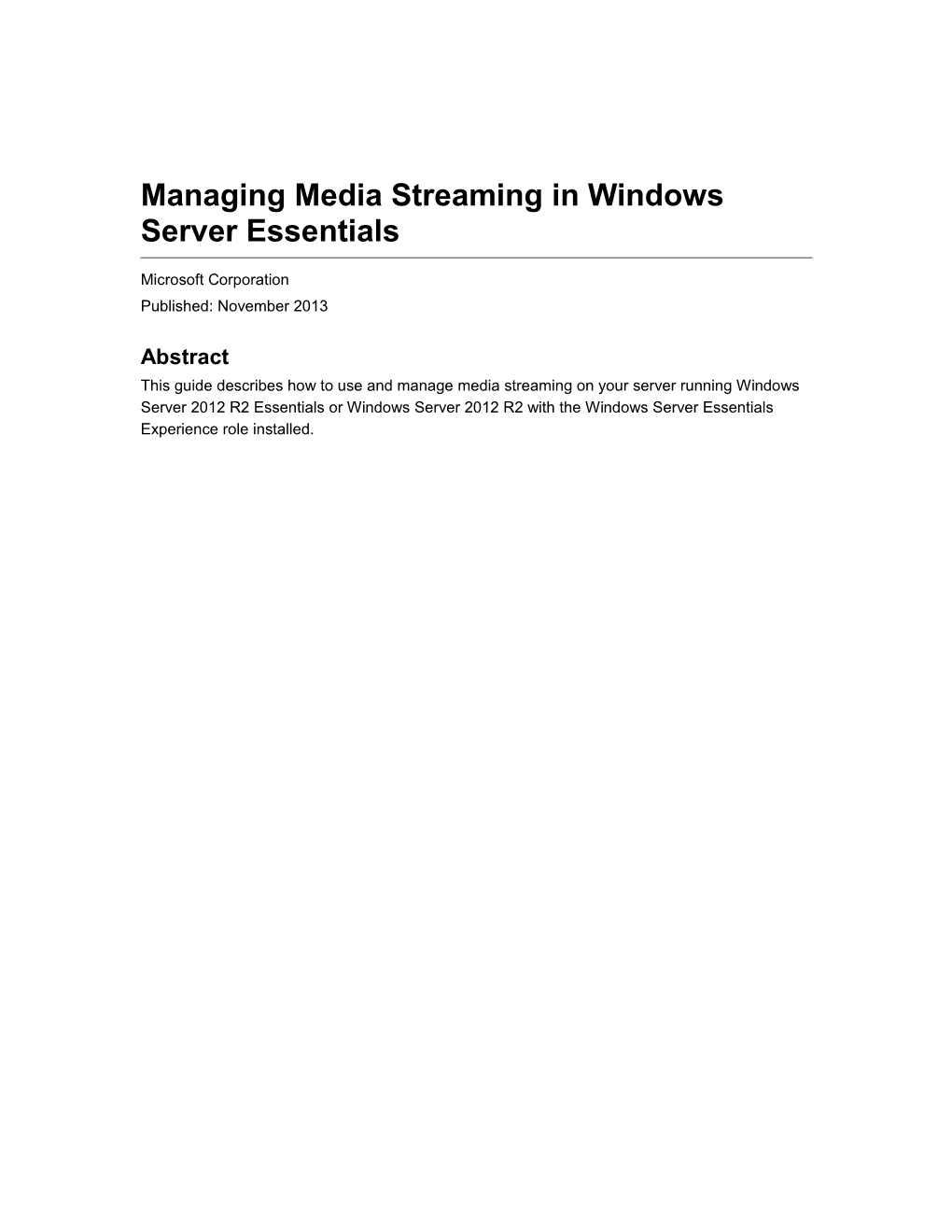 Managing Media Streaming in Windows Server Essentials