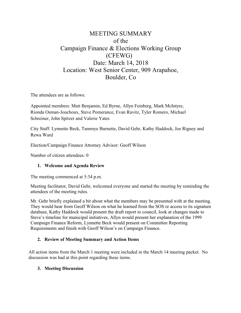 Campaign Finance & Elections Working Group (CFEWG)