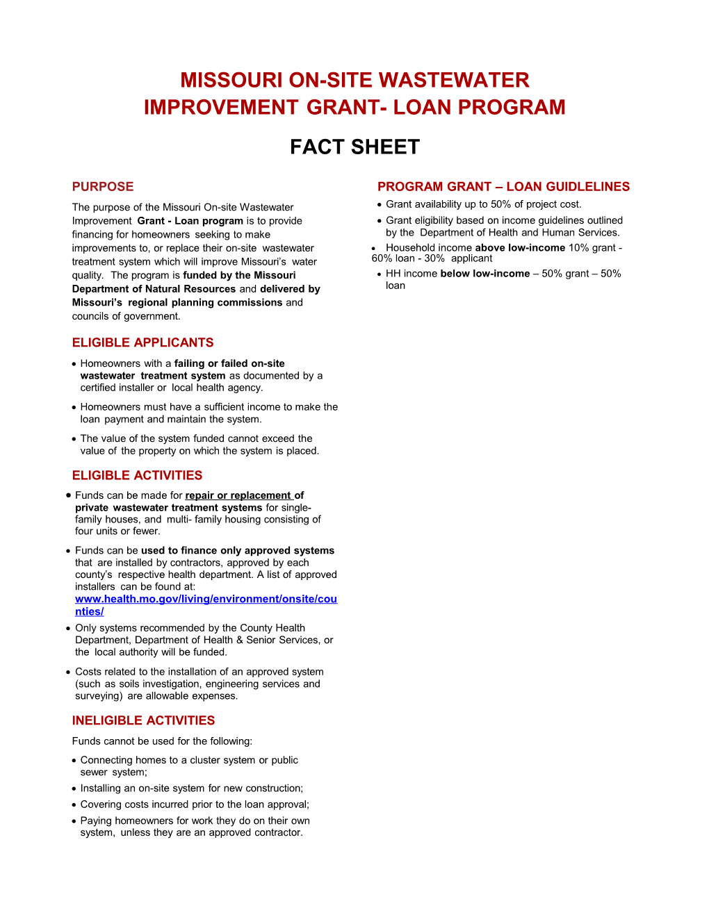 Missourion-Sitewastewater Improvementgrant-Loanprogram