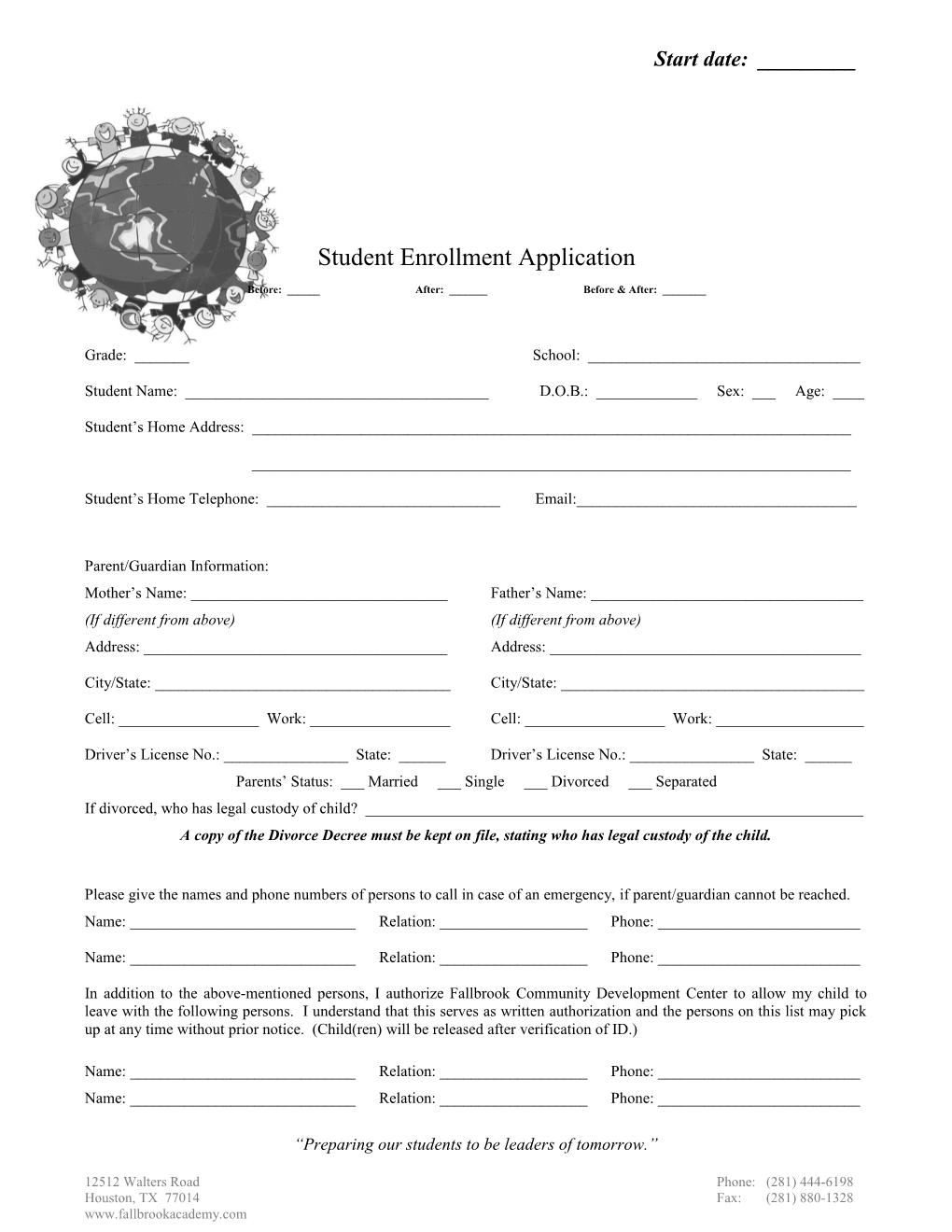 Student Enrollment Application