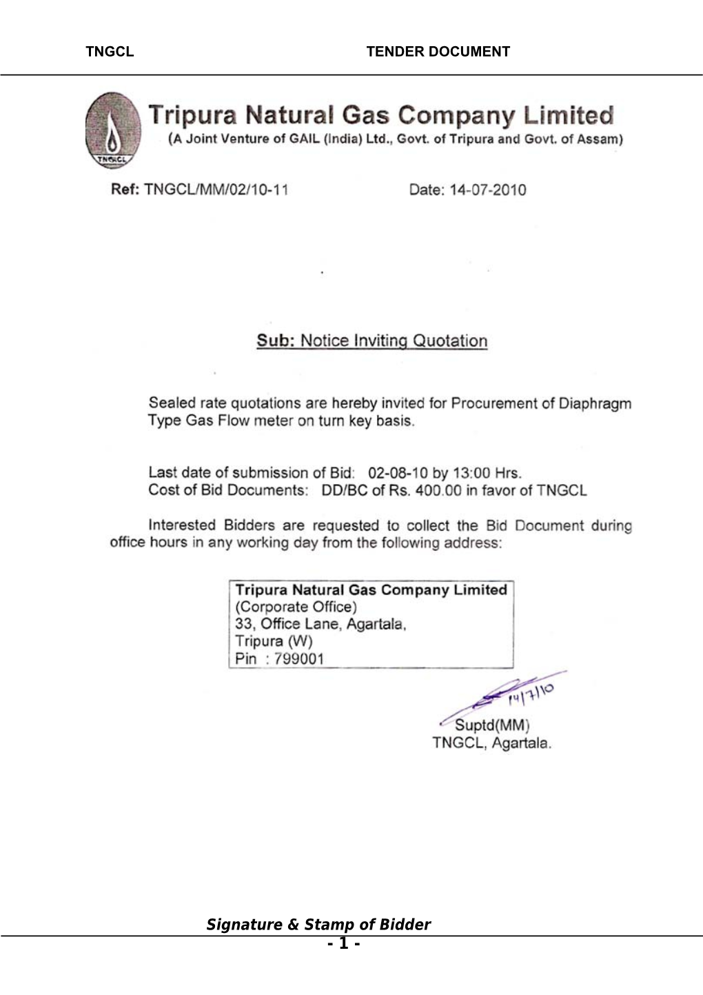 Tripura Natural Gas Company Ltd