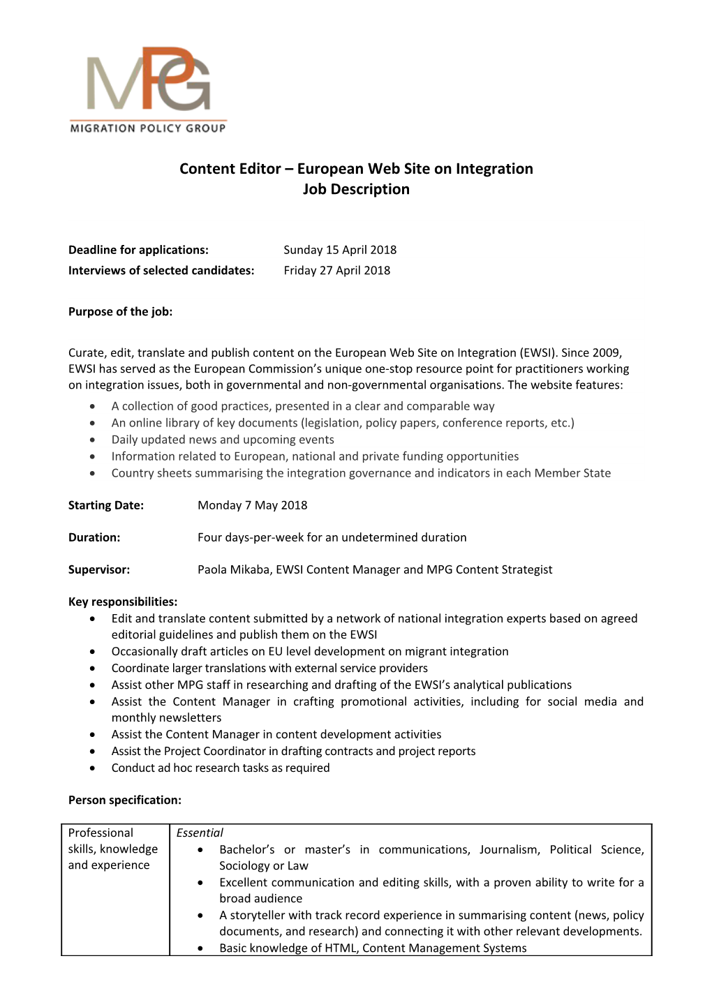 Content Editor European Web Site on Integration