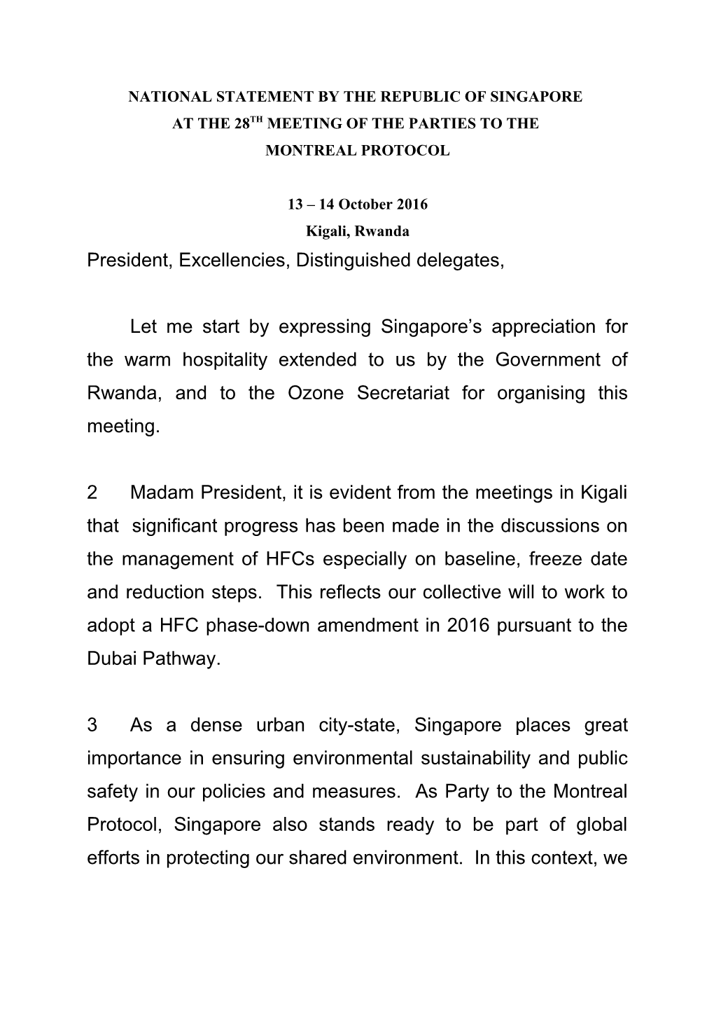 National Statement by the Republic of Singapore