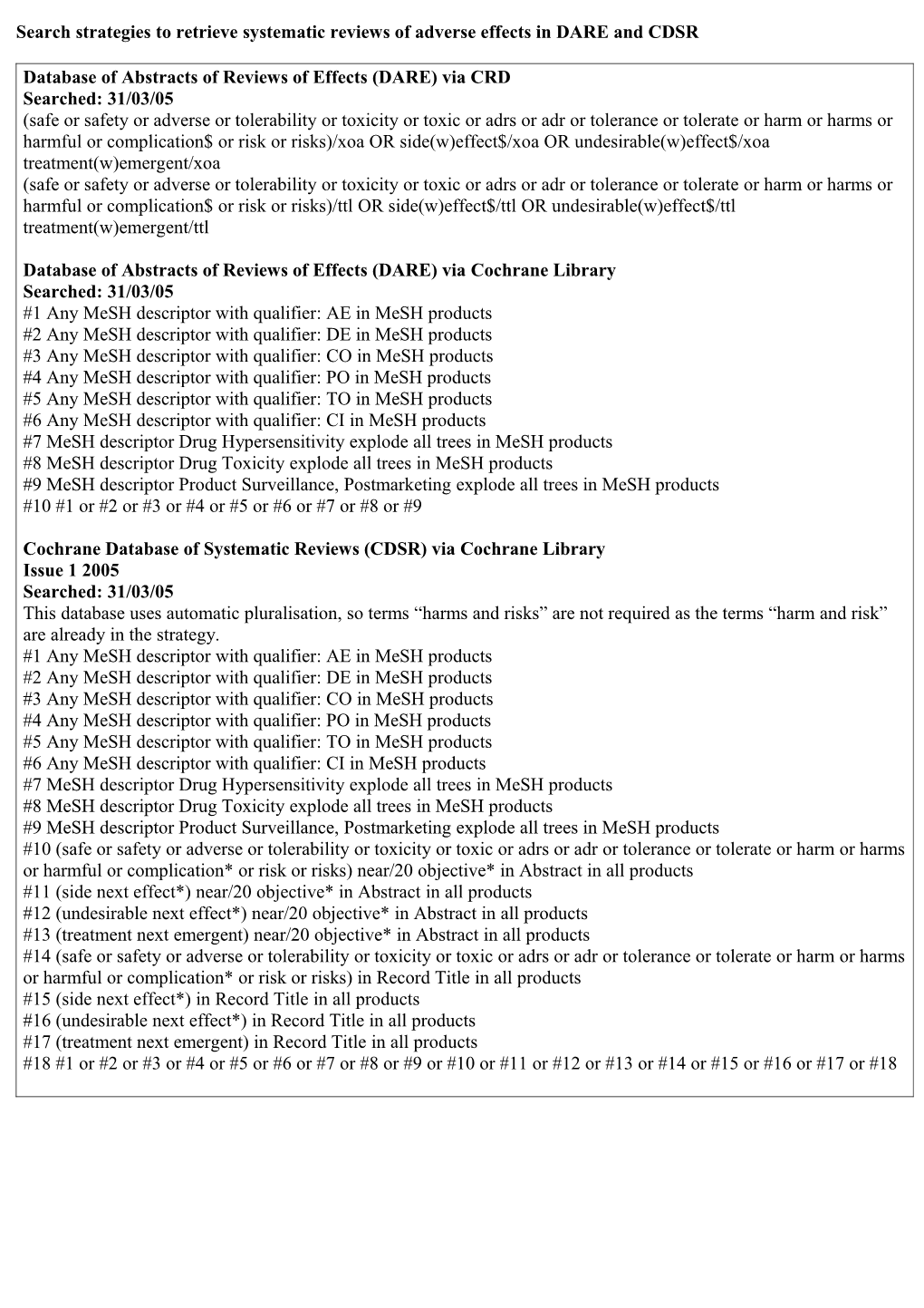 Box 1: Search Strategies