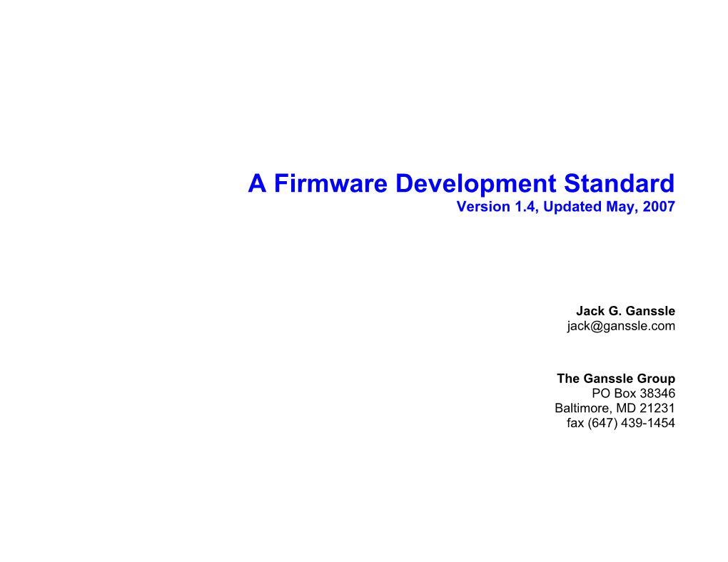 Firmware Development Standard