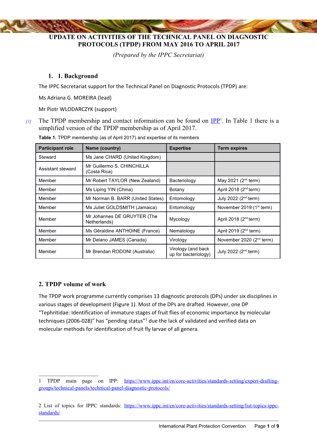 13 SC 2017 Mayupdate on Activities of the TPDP (Agenda Item 6.3)