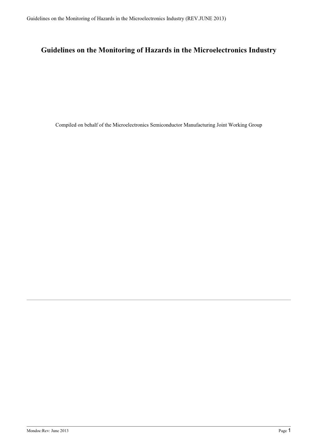 Guidelines on the Monitoring of Hazards in the Microelectronics Industry